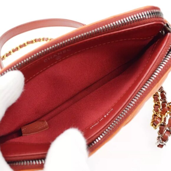 Chanel Orange Calfskin Gabrielle V Stitch WOC Wallet On Chain 182819 - Picture 3 of 9